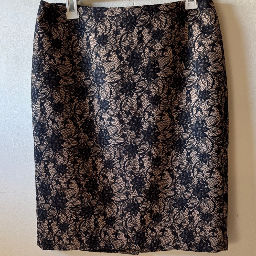 Talbots Black Lace Floral Skirt Size 10 Whimsigoth Edgy